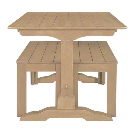 TREXM 3-piece retro dining table, rectangular stand table, and 2 4-person wooden stools (made of natural wood) - V.I.P Digital Presence