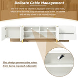 Luxury Fluted TV Stand for TVs Up to 80'', Modern Entertainment Center with Storage Cabinets & Drawer White - V.I.P Digital Presence