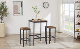 Bar Table Set Square Bar Table with 2 Bar Chairs Industrial Style Bar Chairs for Kitchen Breakfast Table Rustic Brown and Black