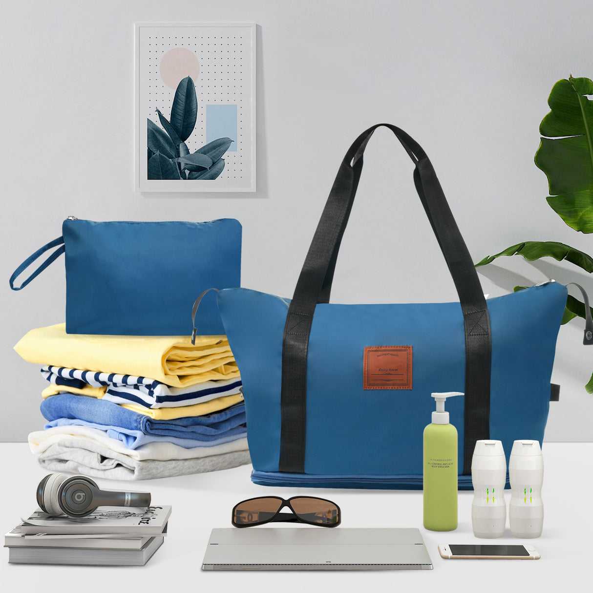 Hardshell Luggage Sets 3 Piece Carry-on Suitcases with Wheels, TSA Lock for Men Women, Blue (20in) - V.I.P Digital Presence