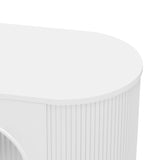 U-Can Modern TV Stand for TVs up to 80 Inches, Entertainment Center with 4 Cabinets, Wood with Metal Legs and Handles White - V.I.P Digital Presence