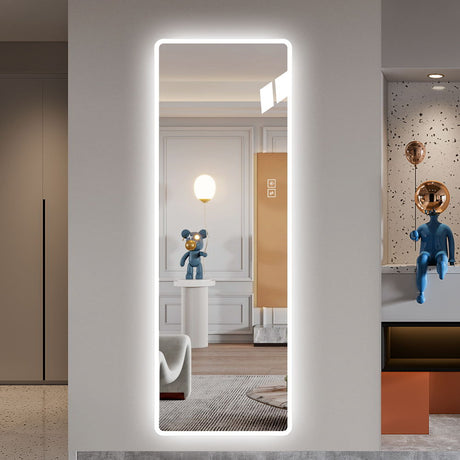 Full Length Mirror Lighted Vanity Body Mirror LED Mirror Wall-Mounted Mirror Big Size Rounded Corners, Bedroom,Living Room - V.I.P Digital Presence