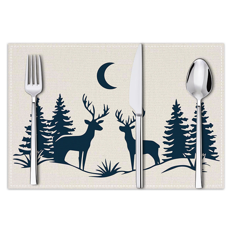 Christmas placemat reindeer print decoration insulation mat kitchen dining table coaster - V.I.P Digital Presence