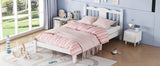 Twin Bed with Column-Decoration Headboard, with Bed Slats,White - V.I.P Digital Presence