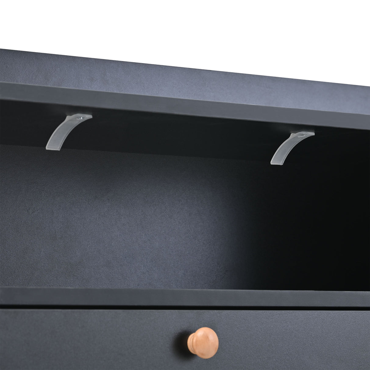 ONTREND modern shoe cabinet with 4 flipped drawers, multifunctional double-layer shoe storage with drawers, black. - V.I.P Digital Presence