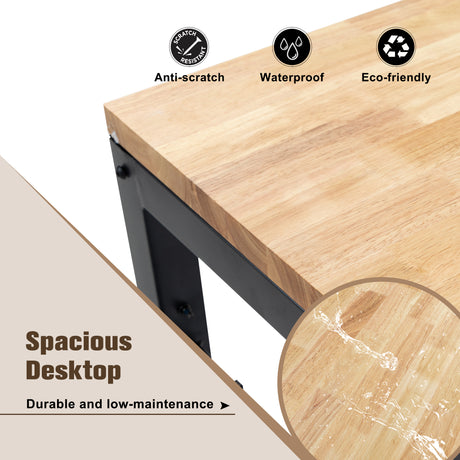 60 inch adjustable garage workbench, rubber wood heavy-duty workstation with power socket and wheels, 2000 pound load capacity - V.I.P Digital Presence