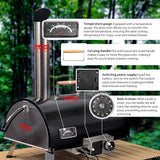 Black Pizza Oven Outdoor 12" Automatic Rotatable Pizza Ovens Portable Stainless Steel Wood Fired Pizza Oven Pizza Maker