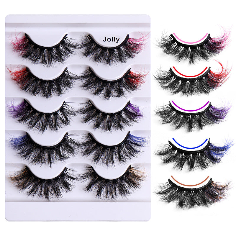 5 Pairs Of Colorful Fried False Eyelashes Multi Layer Thick Cross Mink Like Eyelashes - V.I.P Digital Presence