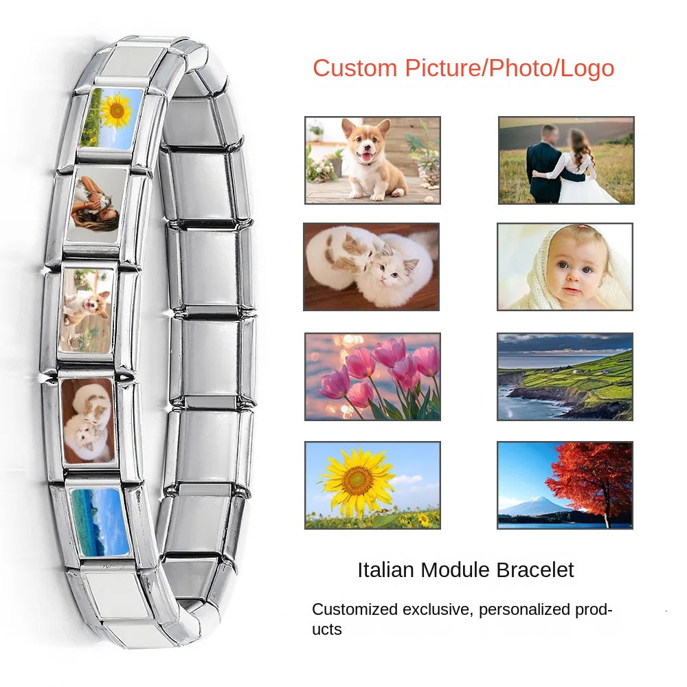 DIY Personalized Photo Picture Frame Making Titanium Steel Watch Band Chain Fashion Splicing Modular Bracelet - V.I.P Digital Presence
