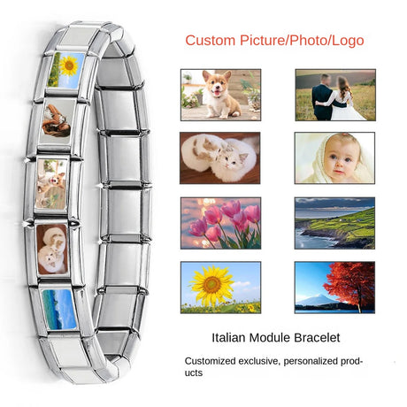 DIY Personalized Photo Picture Frame Making Titanium Steel Watch Band Chain Fashion Splicing Modular Bracelet - V.I.P Digital Presence