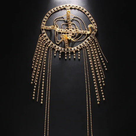 New Tassel Hair Chain Bridal Headpiece for Women Rave Accessories Stage Rhinestone Geometric Head Chain Hat Jewelry Gifts - V.I.P Digital Presence