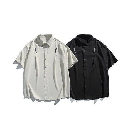Letter embroidery loose casual short sleeved shirt for men - V.I.P Digital Presence