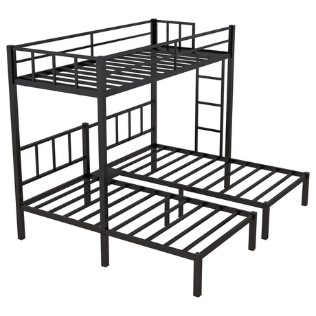 Twin over Twin & Twin Bunk Beds for 3, Twin XL over Twin & Twin Bunk Bed Metal Triple Bunk Bed, Black - V.I.P Digital Presence
