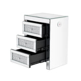 U-Can 15.7 "W silver rectangular mirror coffee table with wireless and USB charging function, LED lights, crystal style handle - V.I.P Digital Presence