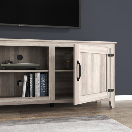 TV Stand Storage Media Console Entertainment Center With Two Doors, Grey Walnut - V.I.P Digital Presence