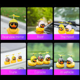 Car Duck with Helmet Broken Wind Small Yellow Duck Road Bike Motor Helmet Riding Cycling Car Accessories Decor Without Lights - V.I.P Digital Presence