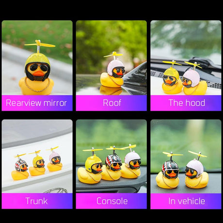 Car Duck with Helmet Broken Wind Small Yellow Duck Road Bike Motor Helmet Riding Cycling Car Accessories Decor Without Lights - V.I.P Digital Presence