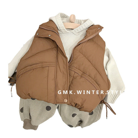 Children's standing collar cotton jacket vest winter loose vest for boys and girls camisole medium and small children's sweater - V.I.P Digital Presence