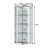Glass Door Wall Mounted Corner Cabinet with Featuring Four-tier Storage  White