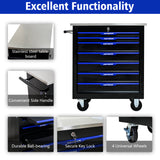 7 DRAWERS MULTIFUNCTIONAL TOOL CART WITH WHEELS-BLACK+BLUE - V.I.P Digital Presence