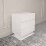 LED Nightstand with 3 drawers,White bedside Table ,Modern End Side Table for Bedroom - V.I.P Digital Presence