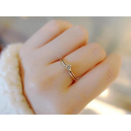 925 Sterling Silver Single Zircon Ring Simple Geometric Slim Finger Party Wedding Gold Ring Accessories Jewelry - V.I.P Digital Presence