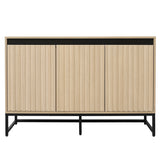 Engraved 3-door side panel with LED, self-service cabinet storage cabinet, modern coffee bar cabinet with adjustable shelf - V.I.P Digital Presence