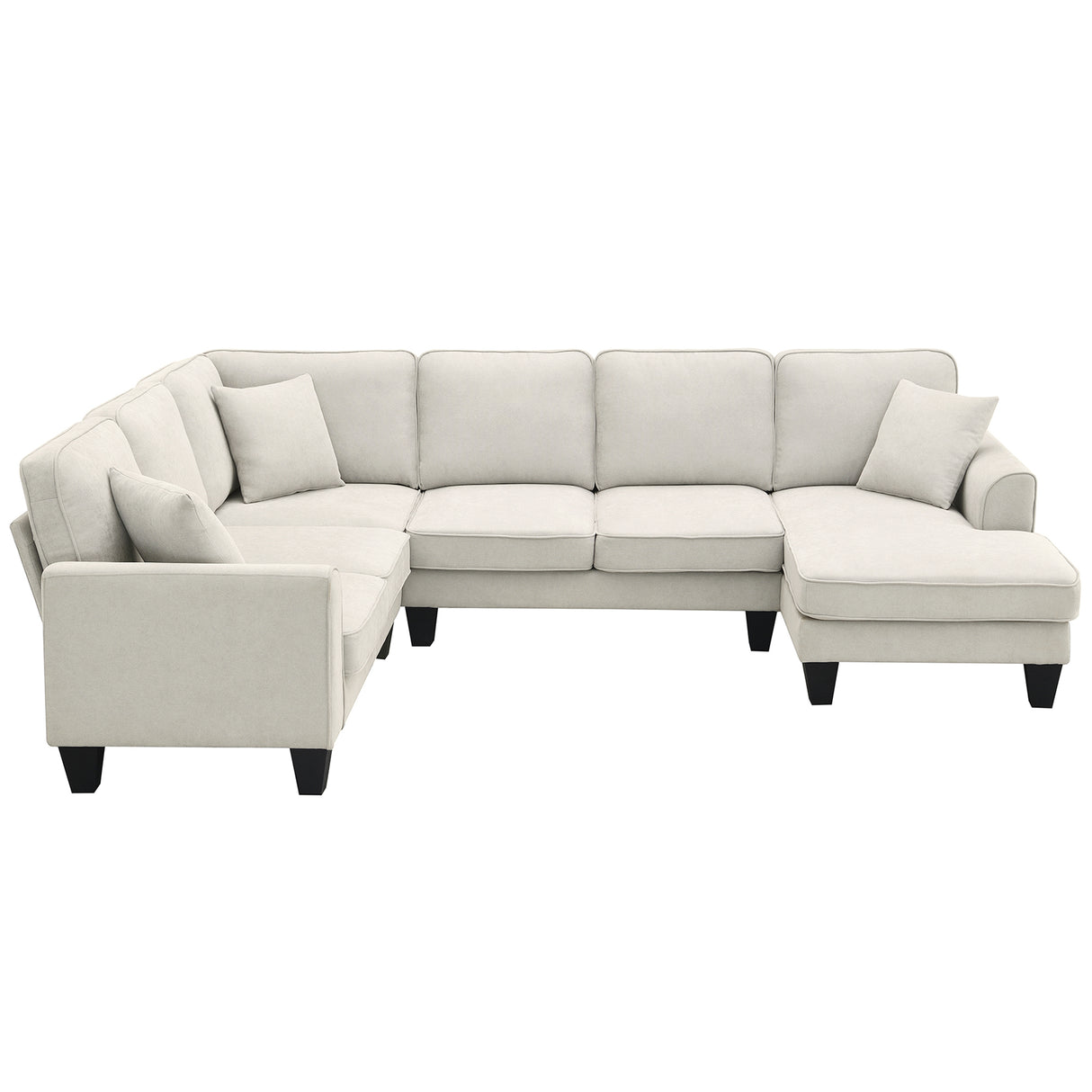 [VIDEO provided] [New] 108*85.5" Modern U Shape Sectional Sofa 7 Seat Fabric Sectional Sofa Set - V.I.P Digital Presence