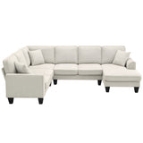 [VIDEO provided] [New] 108*85.5" Modern U Shape Sectional Sofa 7 Seat Fabric Sectional Sofa Set - V.I.P Digital Presence