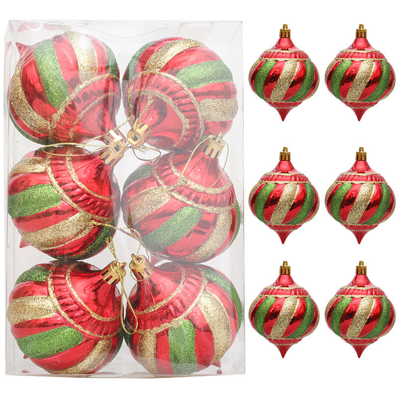 Christmas decoration painted onion shaped ball Christmas tree decoration hanging ball spiral cone ball - V.I.P Digital Presence