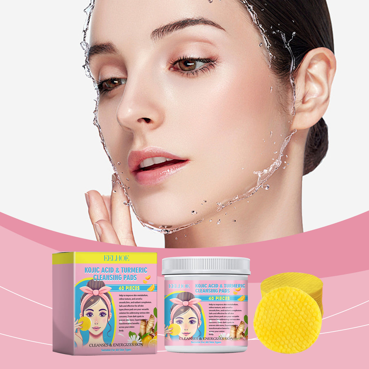 Turmeric Acid Cleansing Pad Gently Cleanses Face Skin With Refreshing And Balanced Oil Skin Care Cleansing Pad