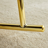 PU material cushioned rocking chair unique rocking chair cushioned seat black backrest rocking chair and gold metal legs