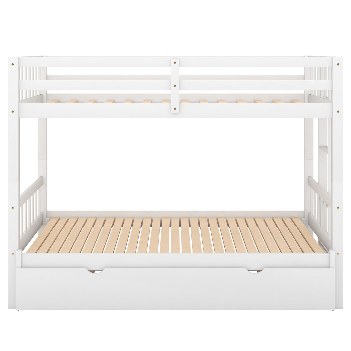 Twin over Pull-out Bunk Bed with Trundle  White