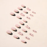 Sweet cool black French flash gold powder almond nails European and American fake nails removable nail pieces - V.I.P Digital Presence