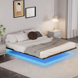 Floating Bed Frame King Size with LED Lights ＆ charging station, Metal Platform Queen Bed, 79.9'' L x 76.2'' W x 7.9'' H. - V.I.P Digital Presence