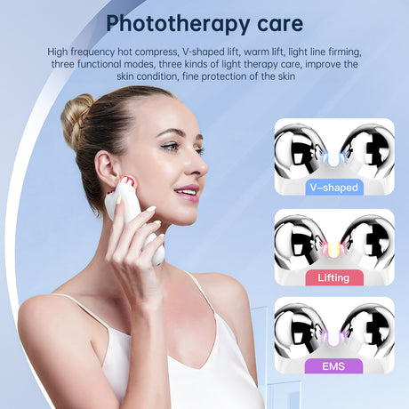 Roller face slimming instrument EMS light therapy home facial V face beauty instrument lifting and firming electric face massager - V.I.P Digital Presence