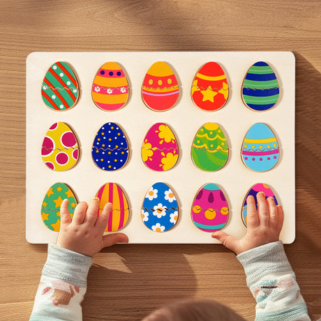 Children's Fun Puzzle Easter Egg Color Shape Matching Color Pattern Cognitive Early Education Thinking Logic Wooden Toys - V.I.P Digital Presence