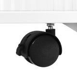 Stylish mobile desk with lockable wheels, white bedside table with 5mm thick grooved tempered glass and gold round bars - V.I.P Digital Presence