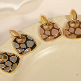 Geometric glazed enamel leopard print earrings fashionable and elegant accessories - V.I.P Digital Presence