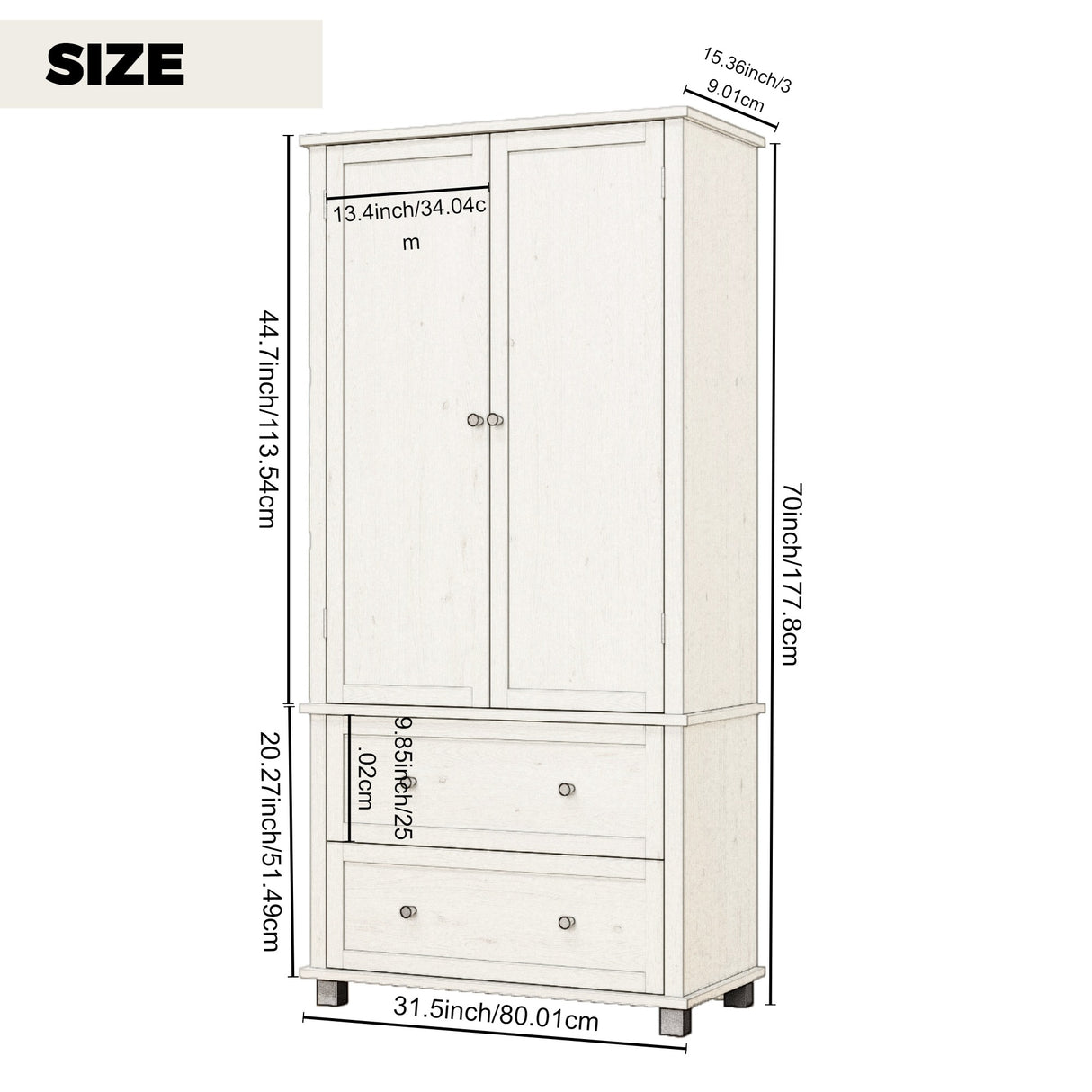 70 inch high kitchen pantry storage cabinet with 2 drawers and 3 shelves, large storage cabinet (antique white) - V.I.P Digital Presence
