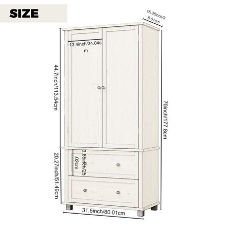 70 inch high kitchen pantry storage cabinet with 2 drawers and 3 shelves, large storage cabinet (antique white) - V.I.P Digital Presence