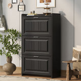 U-Can Shoe Storage Cabinet for Entryway with 3 Flip Drawers, Modern Shoe Organizer Cabinet, Free Standing Shoe Rack Black - V.I.P Digital Presence