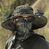 Solar fan hat: wide - brim bucket hat with 2 solar fans, men’s summer cap for outdoor fishing, camping, hiking. - V.I.P Digital Presence