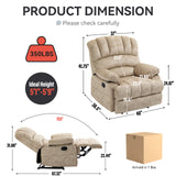Large Manual Recliner Chair in Fabric for Living Room, Beige - V.I.P Digital Presence
