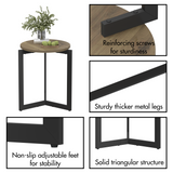 19.68''H Round Side Table, Round Accent End Table with Sturdy Metal Frame, Round Nightstand, for Living Room, Brown - V.I.P Digital Presence