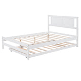 Full Size Platform Bed with Adjustable Trundle White