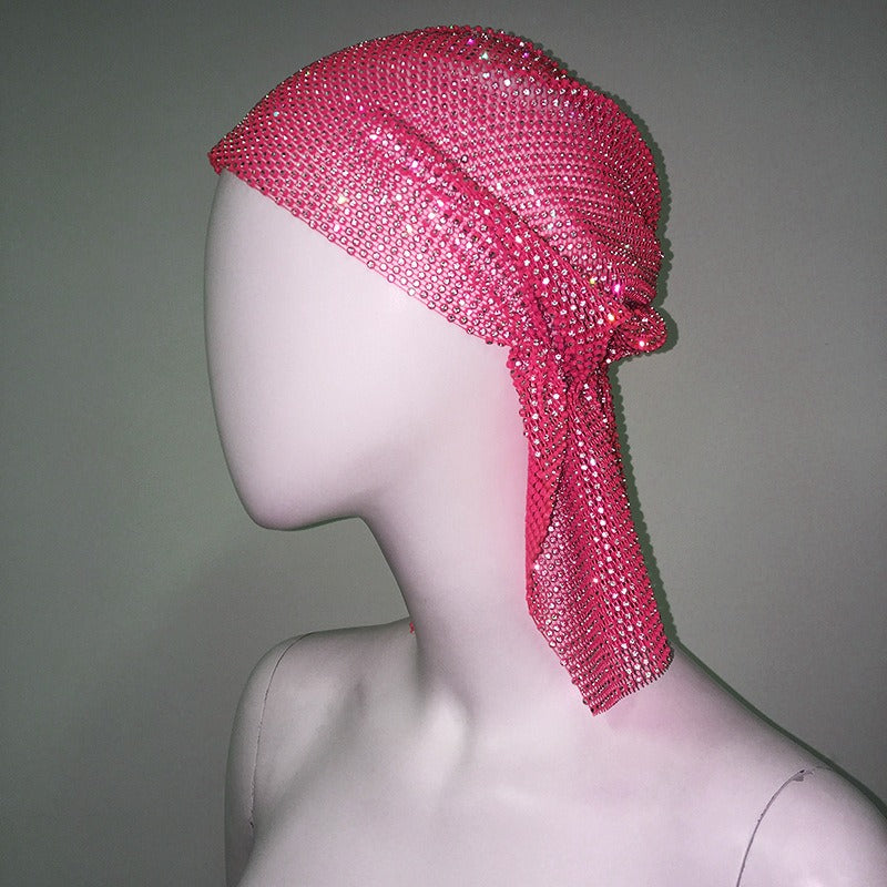 Mesh Rhinestone Elastic Hair Band Headband Outdoor Fashion Headwear Fishing Net Hat - V.I.P Digital Presence