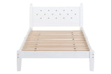Twin Bed with Button-Decoration Headboard, with Bed Slats,White - V.I.P Digital Presence