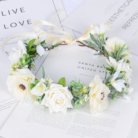 Simulated Rose Blossoms Adjustable Headwear Wreath Bridal Fairy Princess Birthday Performance Headwear - V.I.P Digital Presence