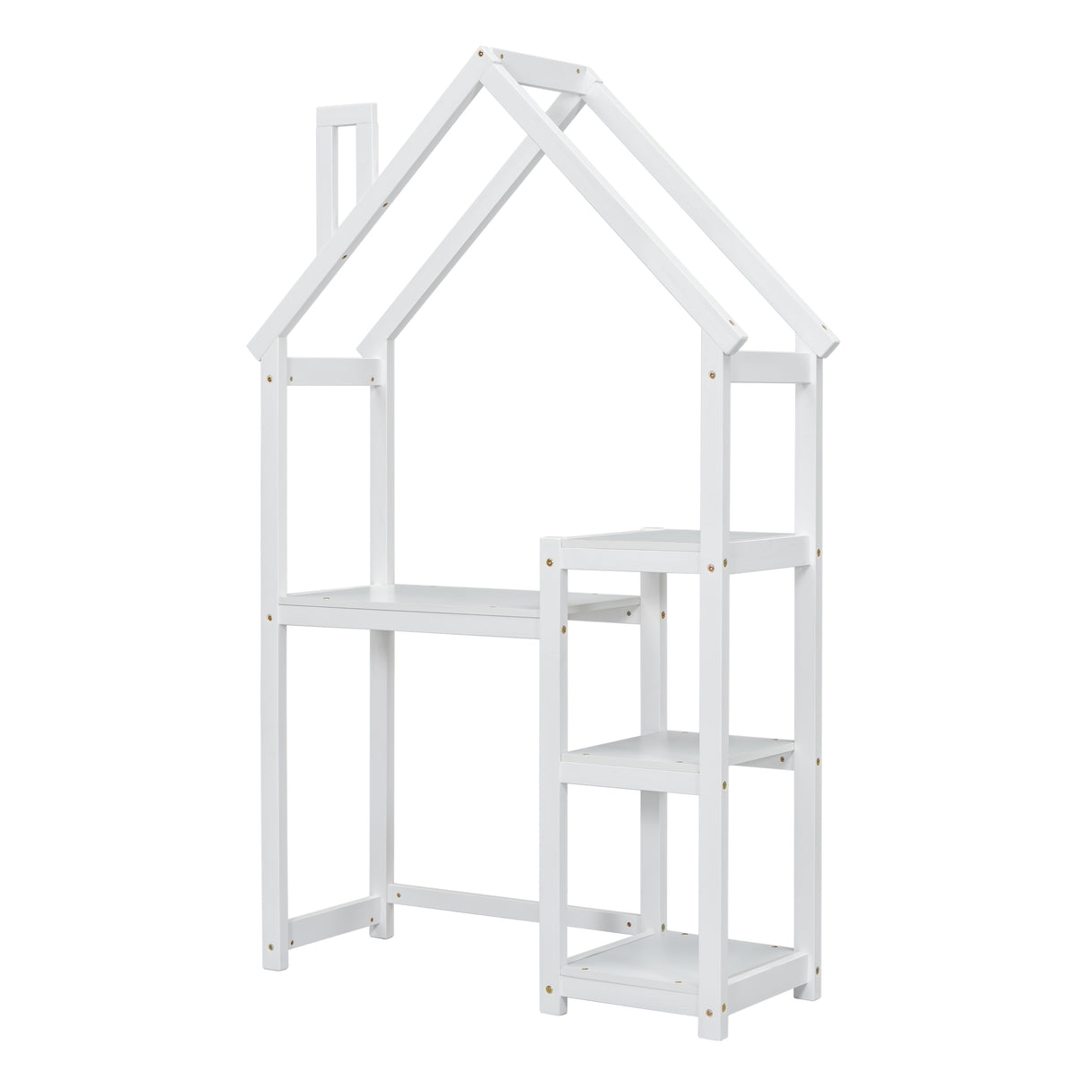 House-shaped Wooden writing Desk,Kids study Table,Bookshelf & Toy Storage,White